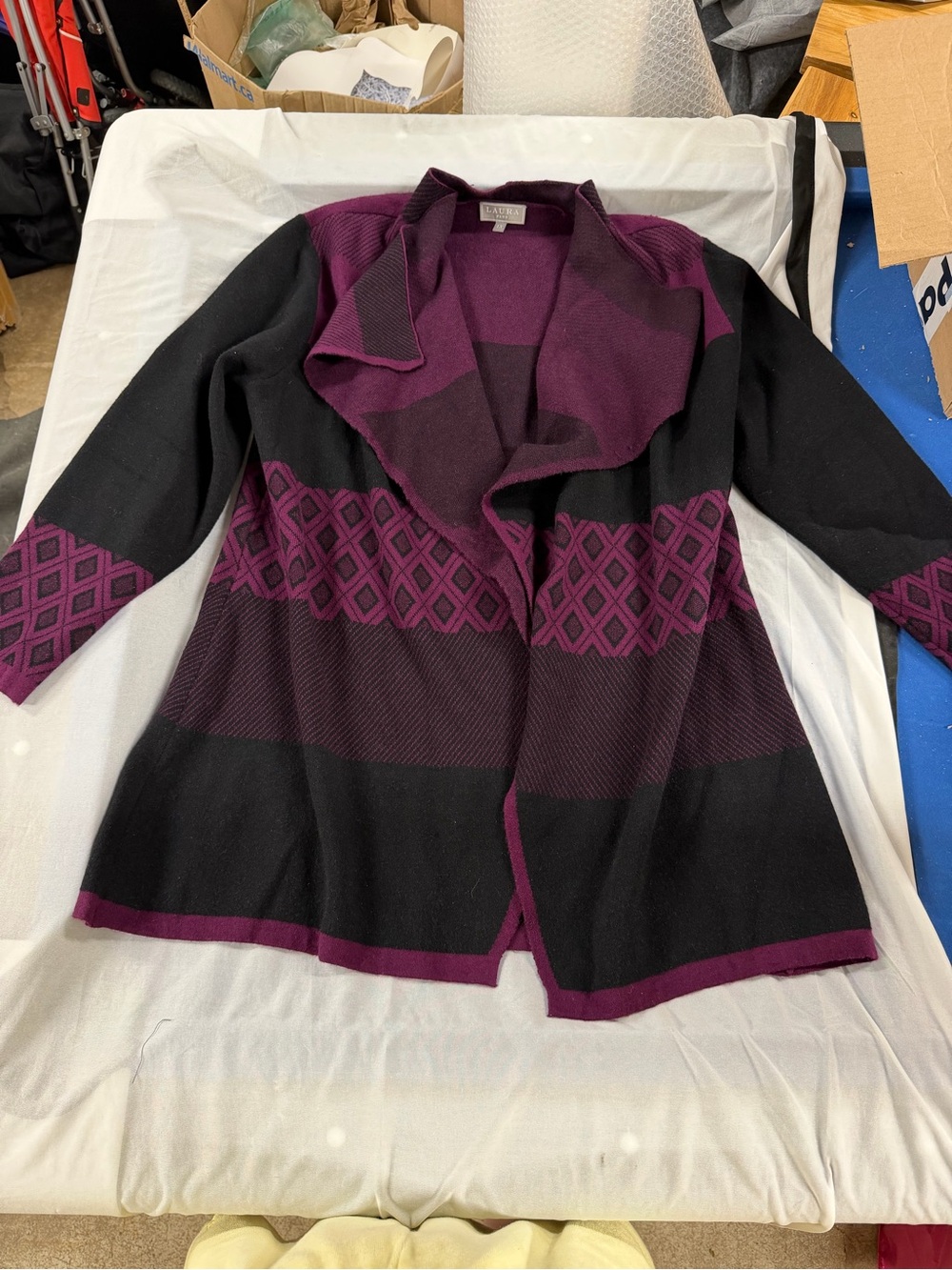 Laura plus purple and black long sleeve cardigan